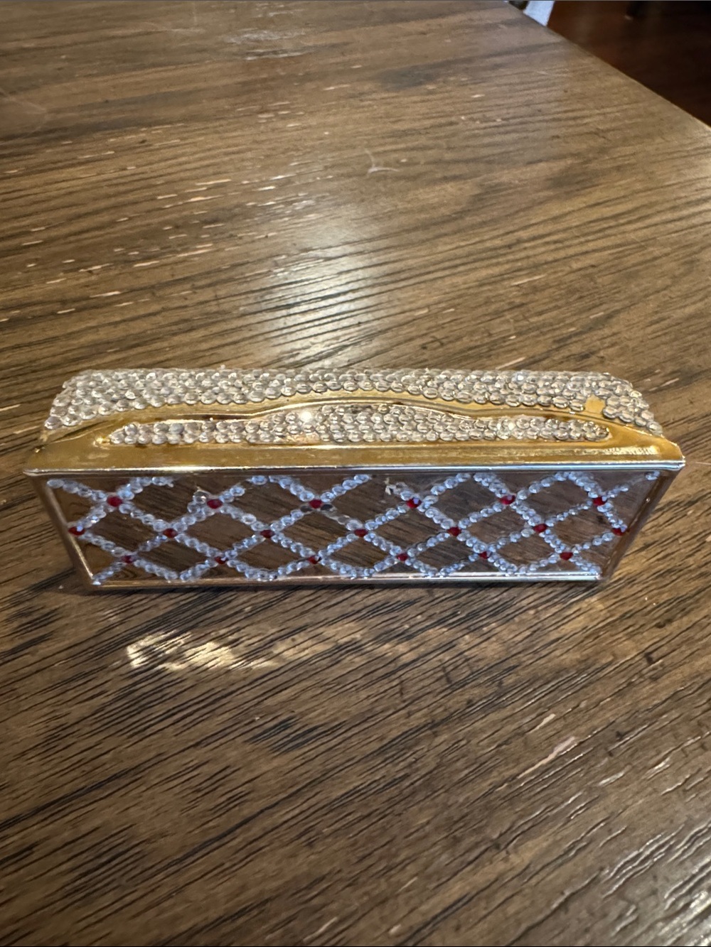Judith Leiber Crystal Embellished Gold lipstick holder